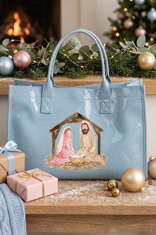 SC - ETA 9/30-10/14 A Sweet Noel Blue Vinyl Tote© - Glamourous Grace