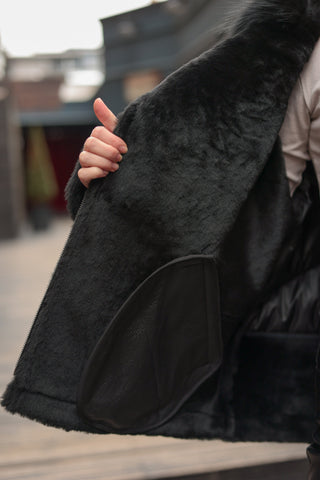 Genuine Lamb Leather Fox Fur Coat