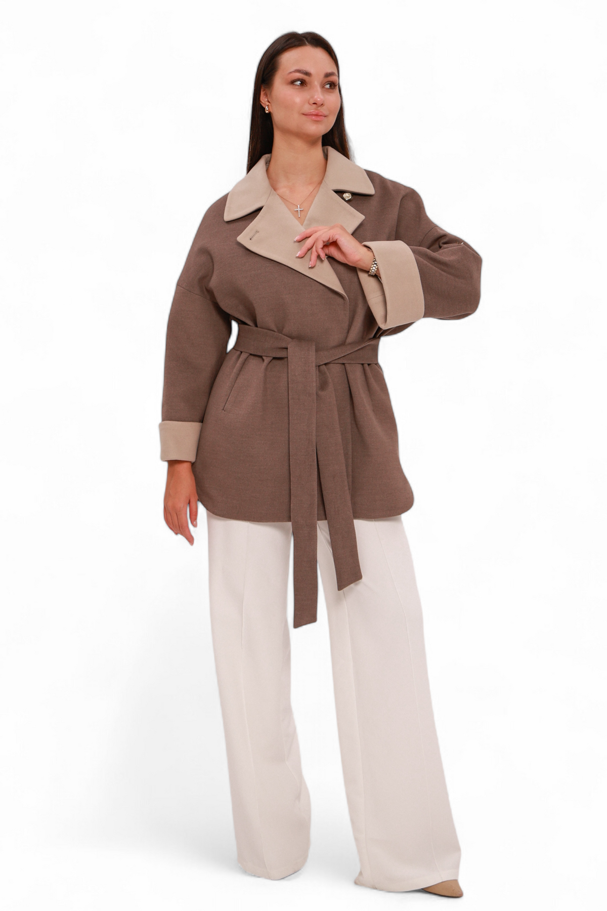 Sandro Cashmere Blend Overcoat in Latte