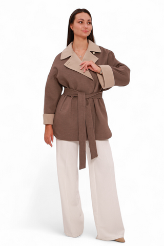 Sandro Cashmere Blend Overcoat in Latte