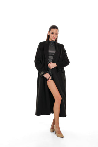 Alaska Longline Cashmere Wool Blend Coat in Black