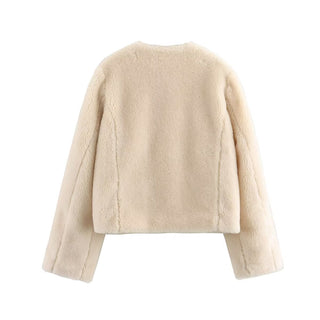 Women's Jacket Cream Faux Shearling BYMANYC ® New York HAMPTONS TOGGLE SHORT COAT - New Collection