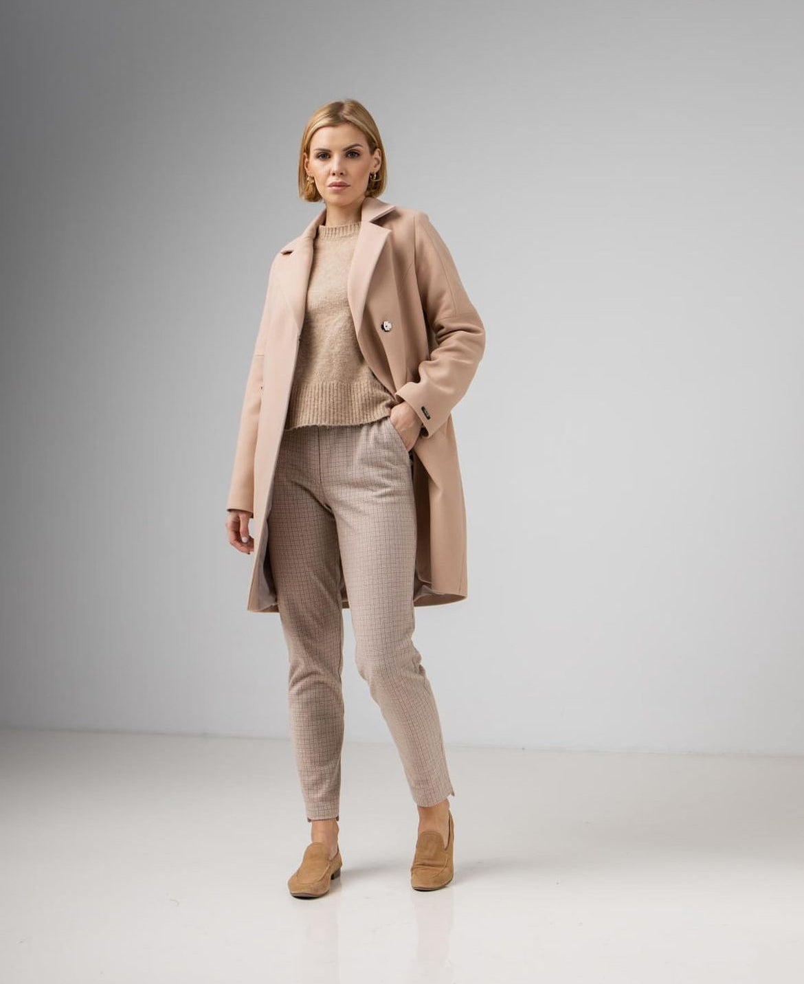 Jessika Classic Wool Blend Overcoat in Creme