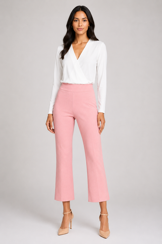 Krazy Larry P600 Pull on Wide Ankle Pant - Baby Pink