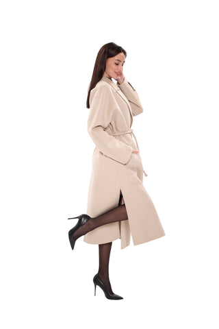 Margaret Premium Lana Wool Cashmere Coat in Royal Creme