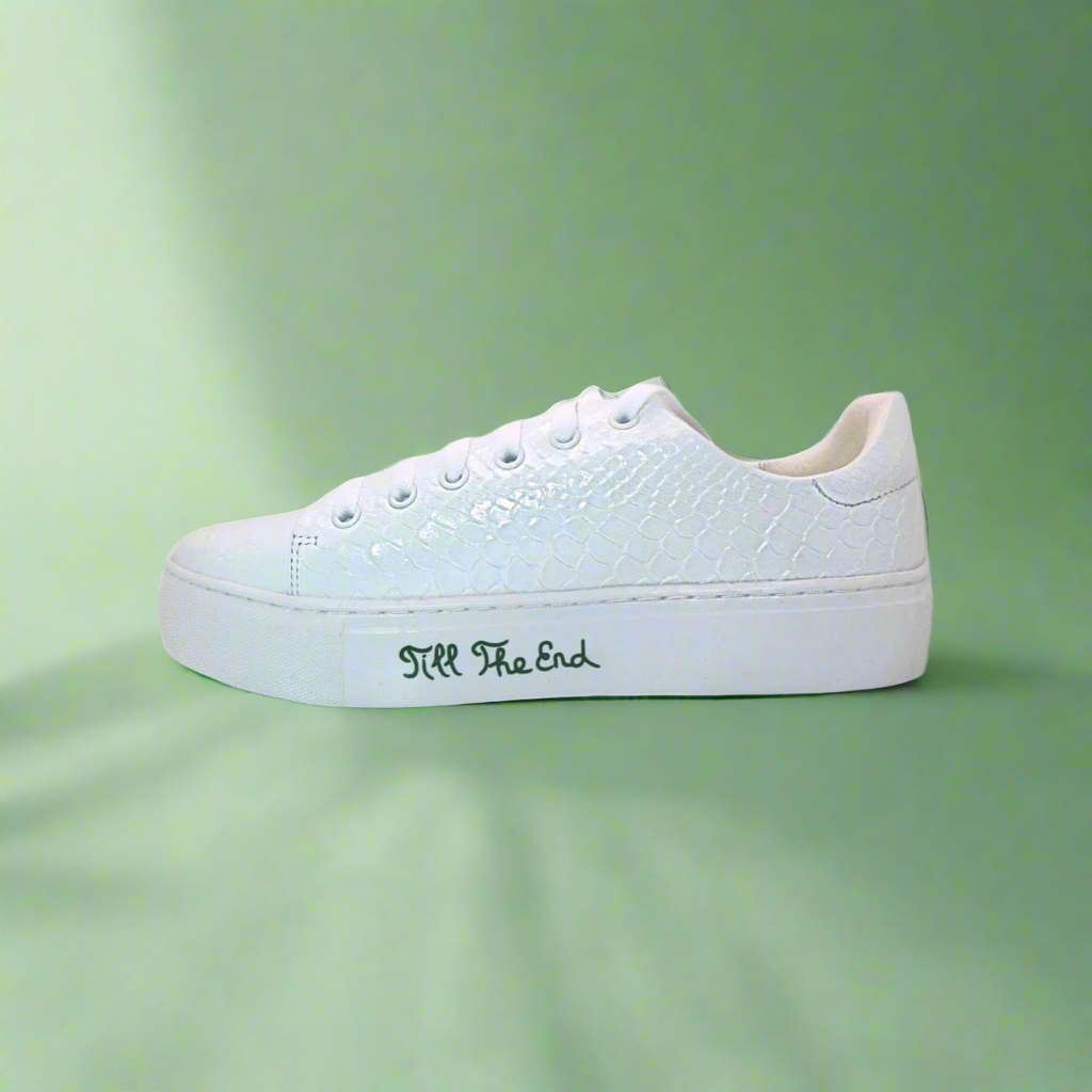 Michaela V Amare Women's White Italian Leather Sneakers - Glamourous Grace