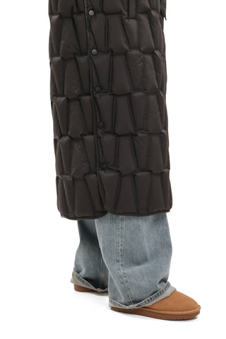 Riley Genuine Fur Trim Down Fill Coat in Black