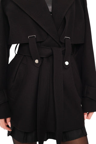 Karina Midi Cashmere Wool Blend Coat In Black