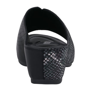 Women's Dacia Black Snake-Skin Wedge Sandals