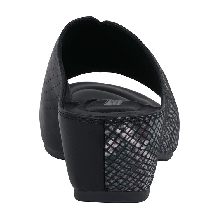 Women's Dacia Black Snake-Skin Wedge Sandals