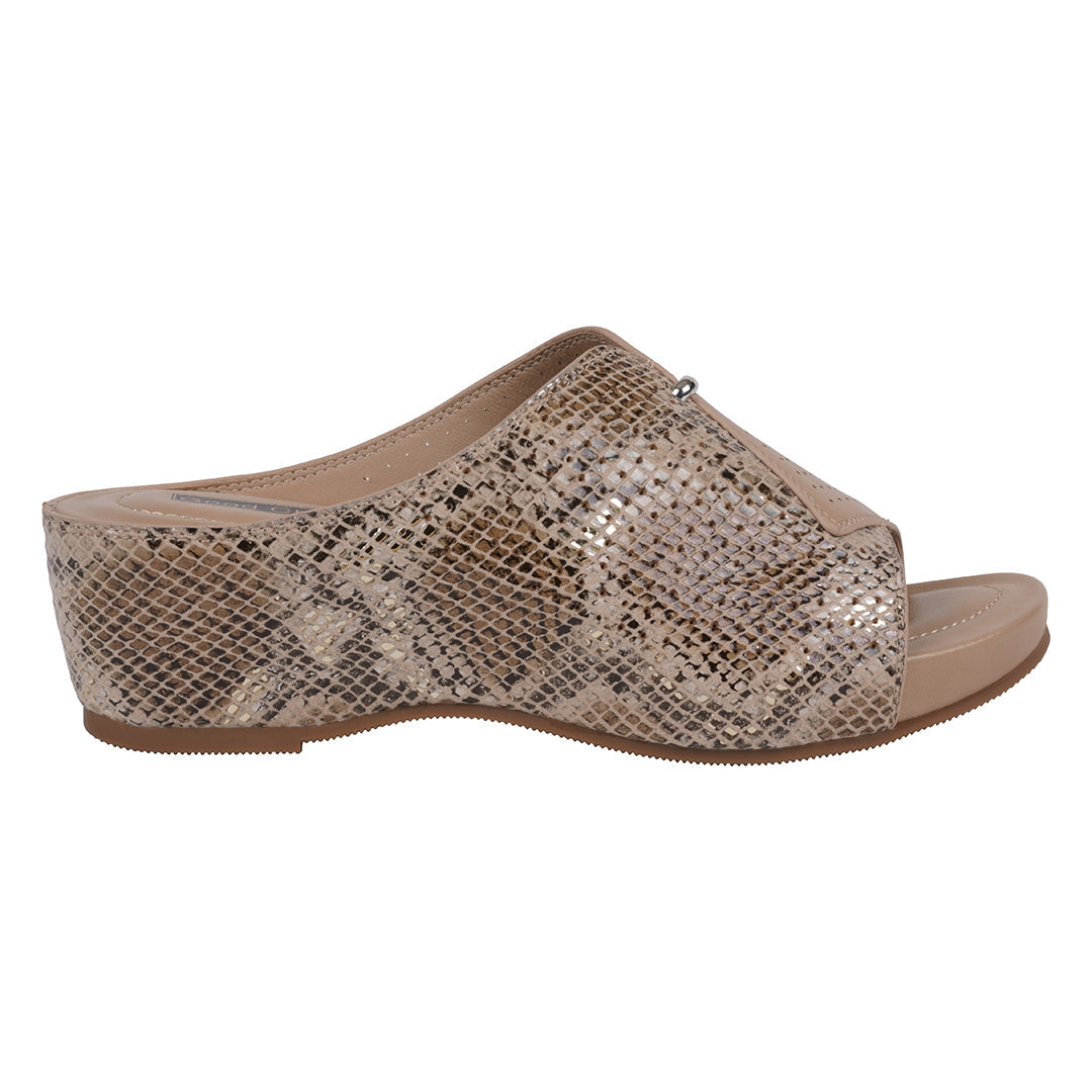 Women's Dacia Tan Snake-Skin Wedge Sandals - Glamourous Grace