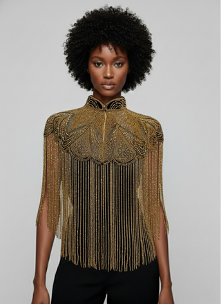 Golden Reverie Cape - Glamourous Grace