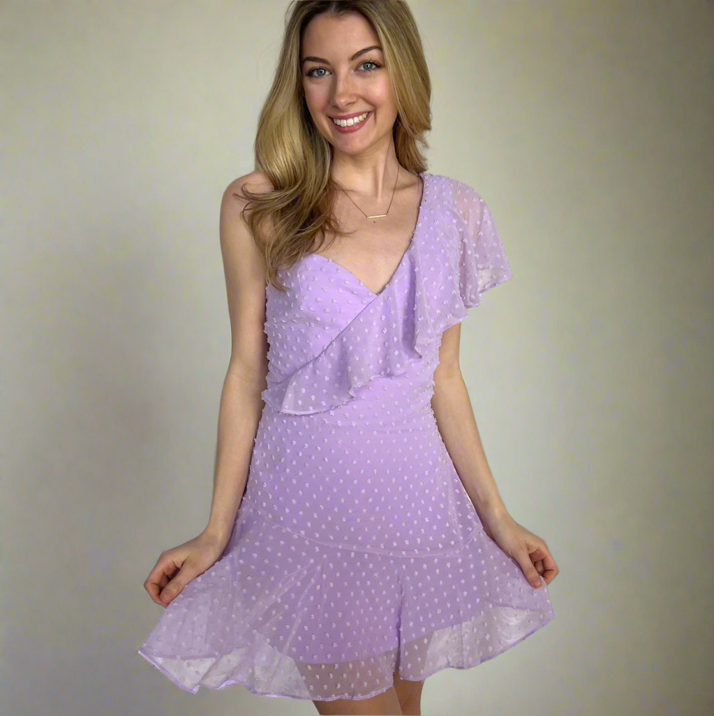 Ace Mini Dress - Lilac Swiss Dot Dress - Glamourous Grace