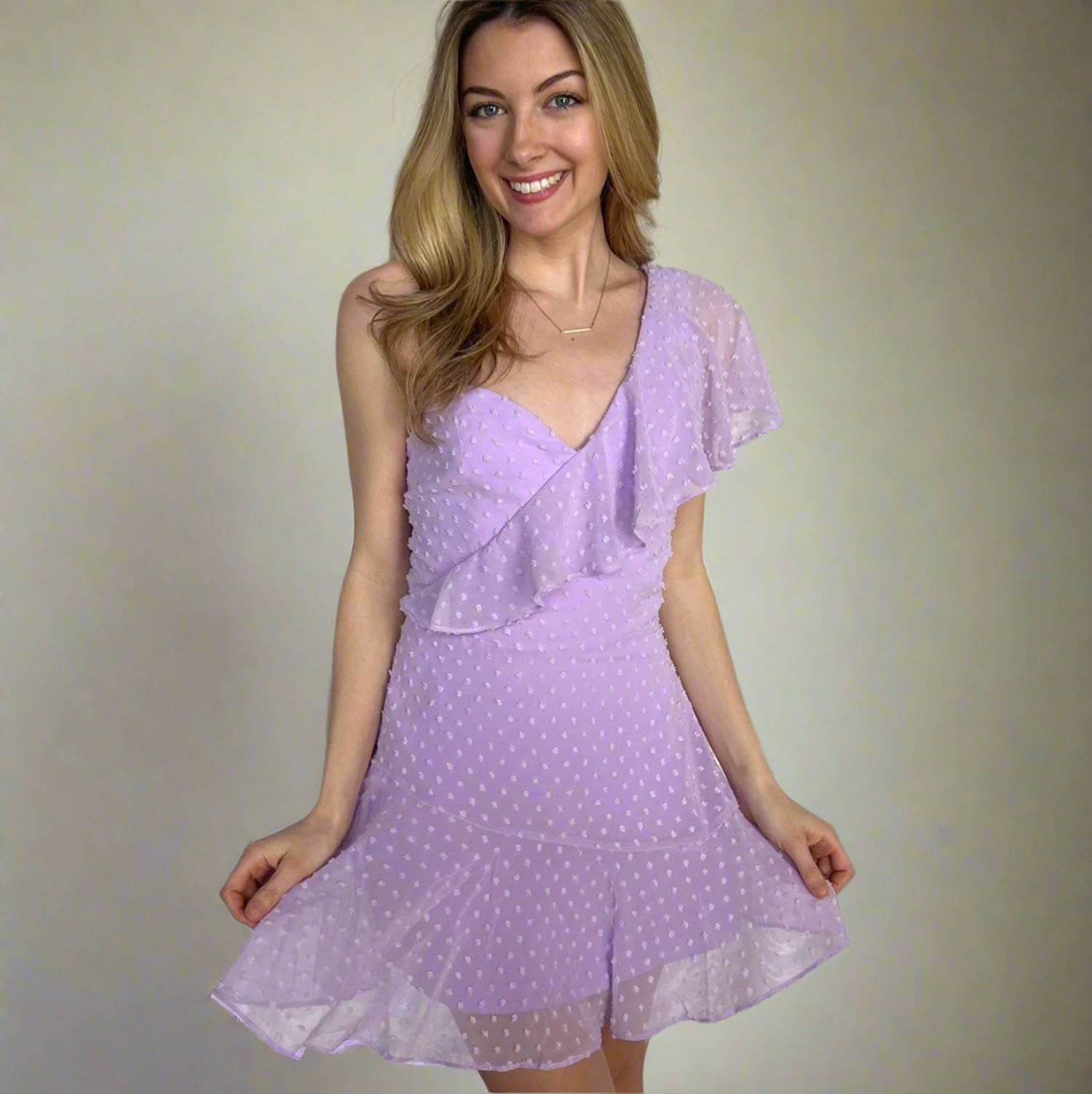 Ace Mini Dress - Lilac Swiss Dot Dress - Glamourous Grace