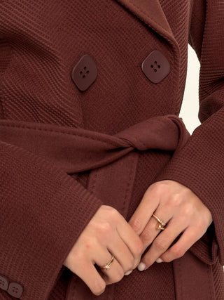 Lyndale Cashmere Wool Blend Coat in Sangria