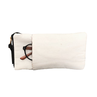 Glasses Case with Outside Pocket – Cream - Glamourous Grace