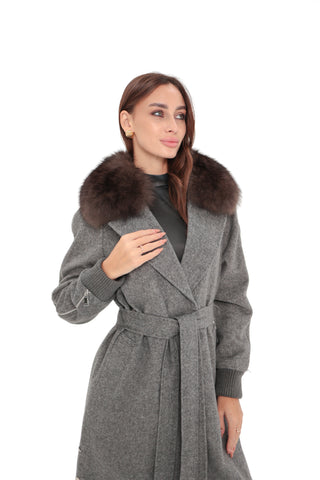 Carolina Genuine Polar Fox Wool Coat