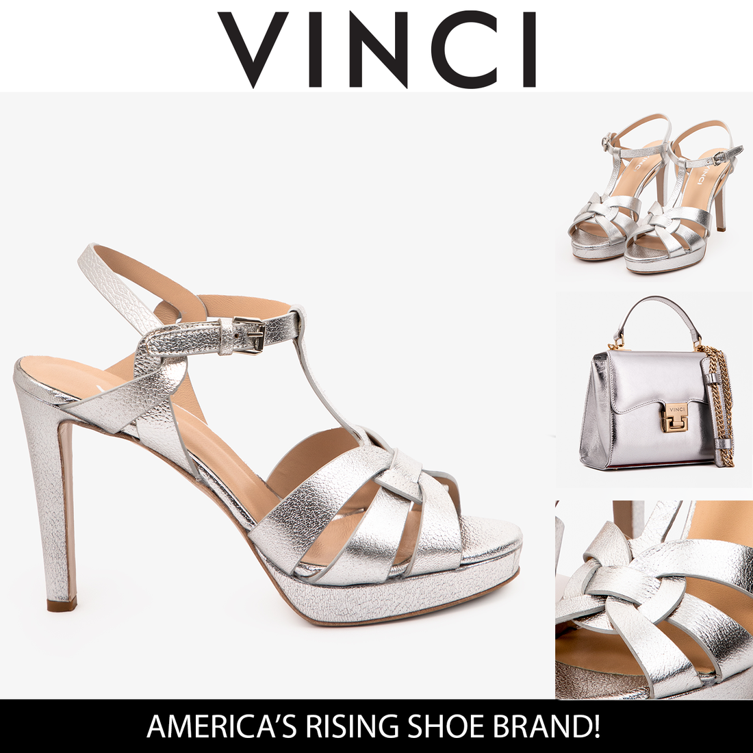 The Parisian Silver Leather T-Strap Platform Heel Women Sandal - Glamourous Grace