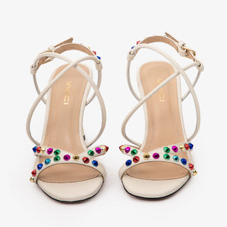 The Aurora Cream Leather Strappy Women Sandal - Glamourous Grace