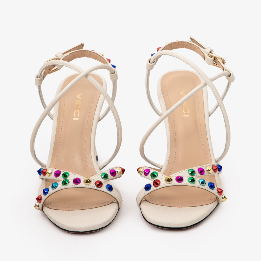 The Aurora Cream Leather Strappy Women Sandal - Glamourous Grace