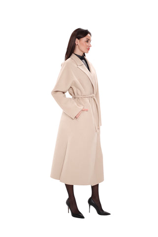 Margaret Premium Lana Wool Cashmere Coat in Royal Creme