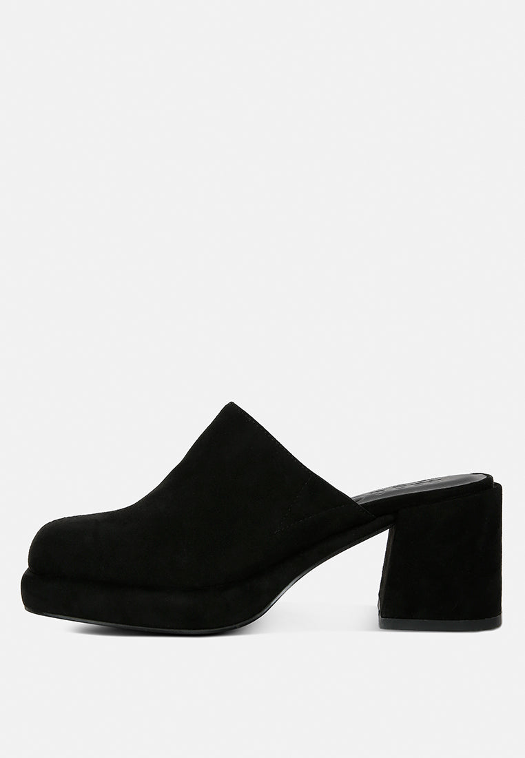 Delaunay Suede Heeled Mule Sandals - Glamourous Grace