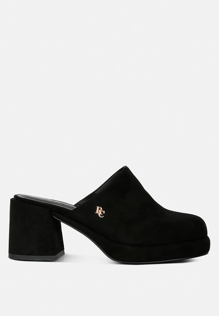 Delaunay Suede Heeled Mule Sandals - Glamourous Grace