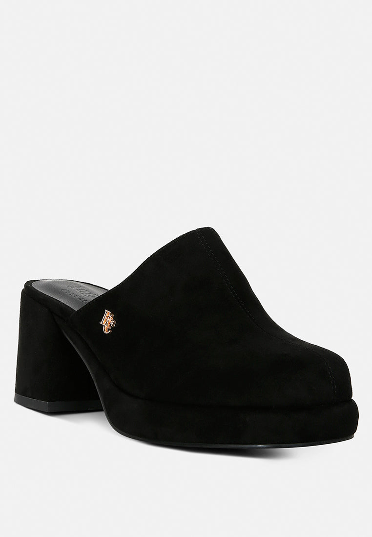 Delaunay Suede Heeled Mule Sandals - Glamourous Grace