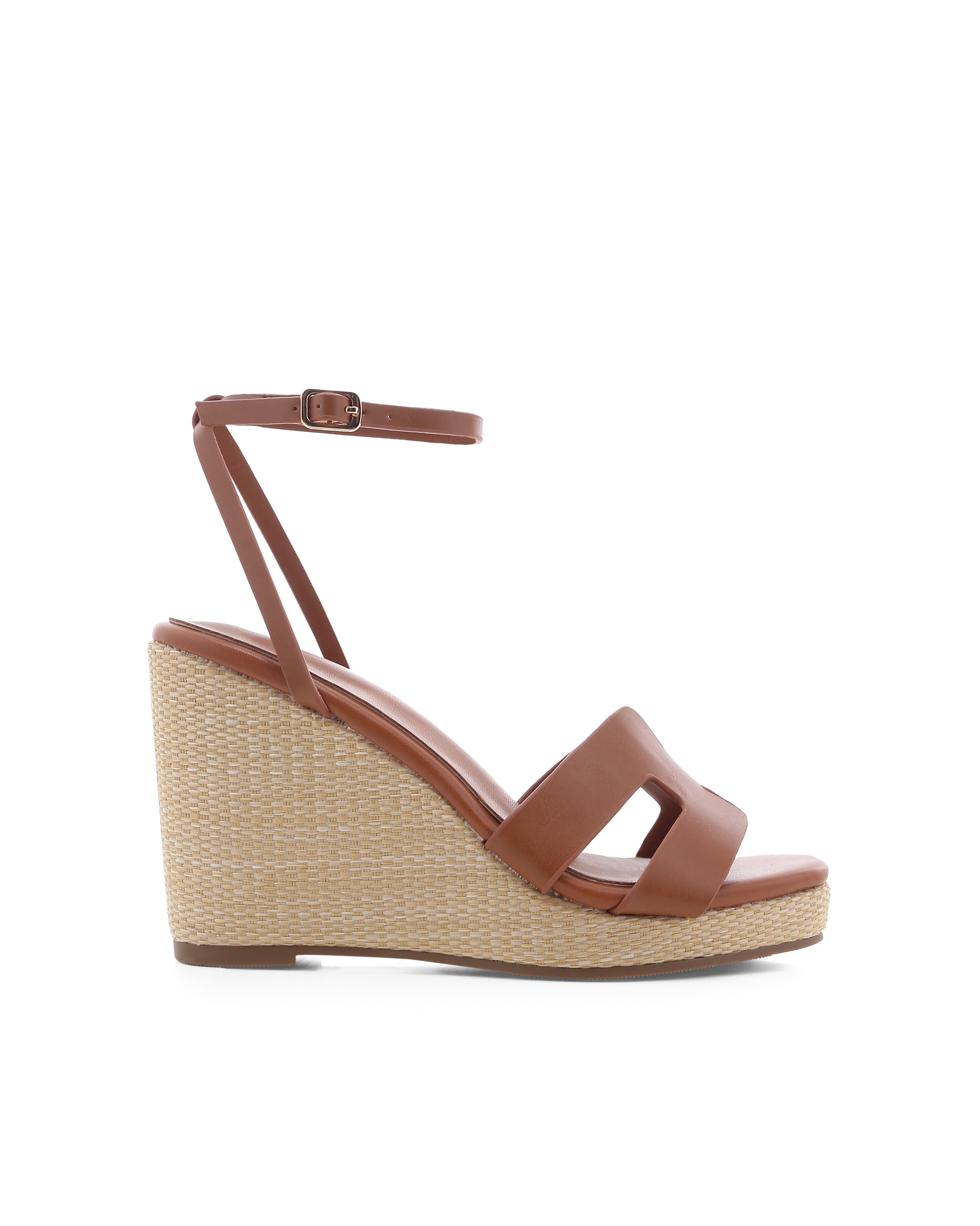 Delphinia Tan Wedge Sandals