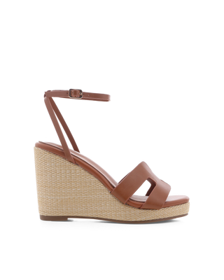 Delphinia Tan Wedge Sandals