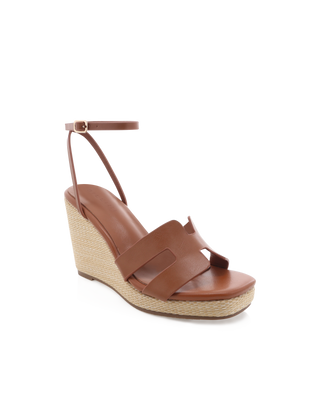 Delphinia Tan Wedge Sandals