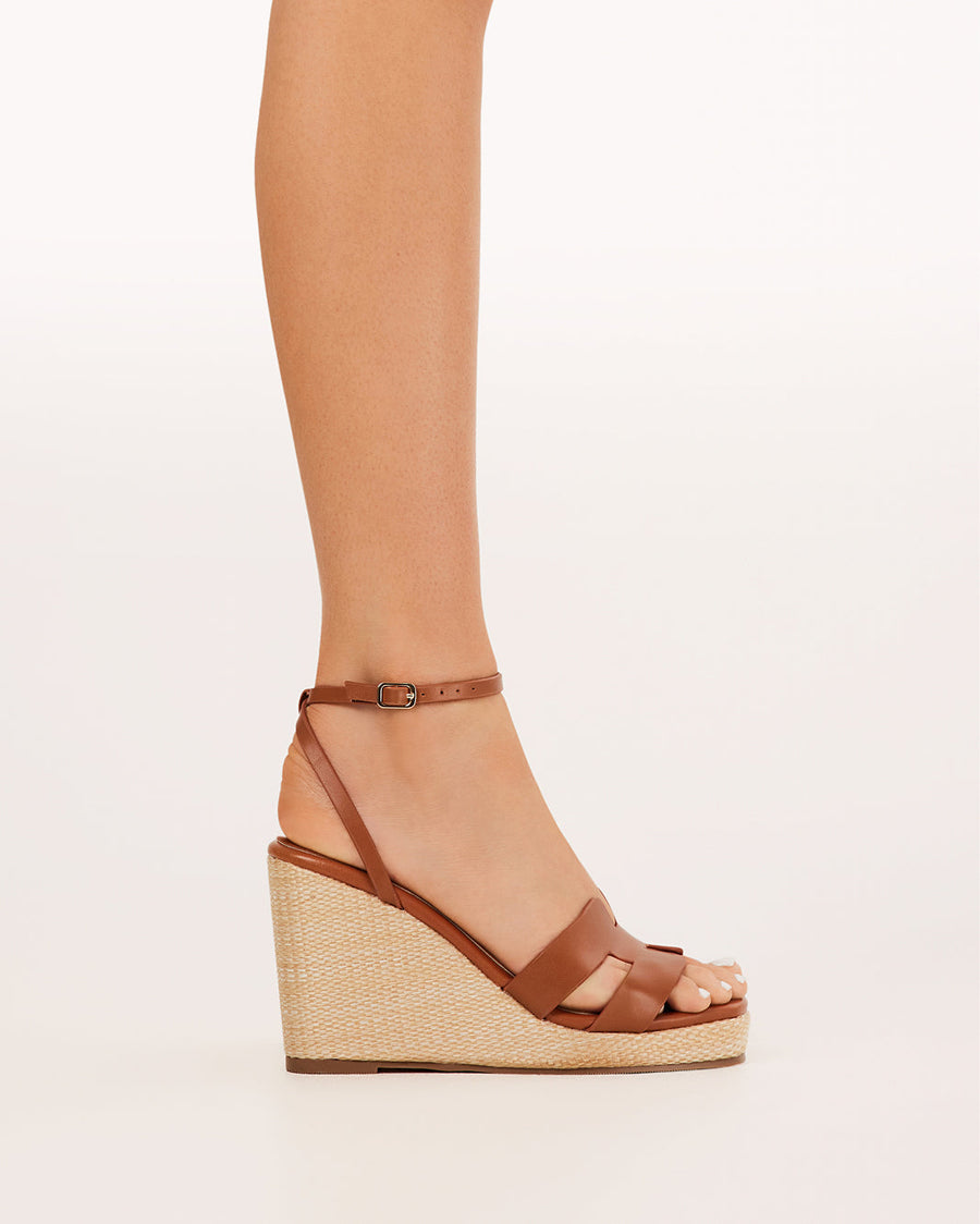 Delphinia Tan Wedge Sandals