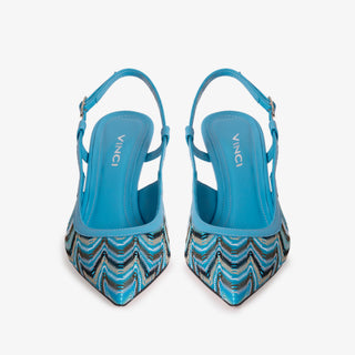 The Napoli Blue Leather Slingback Women Sandal - Glamourous Grace