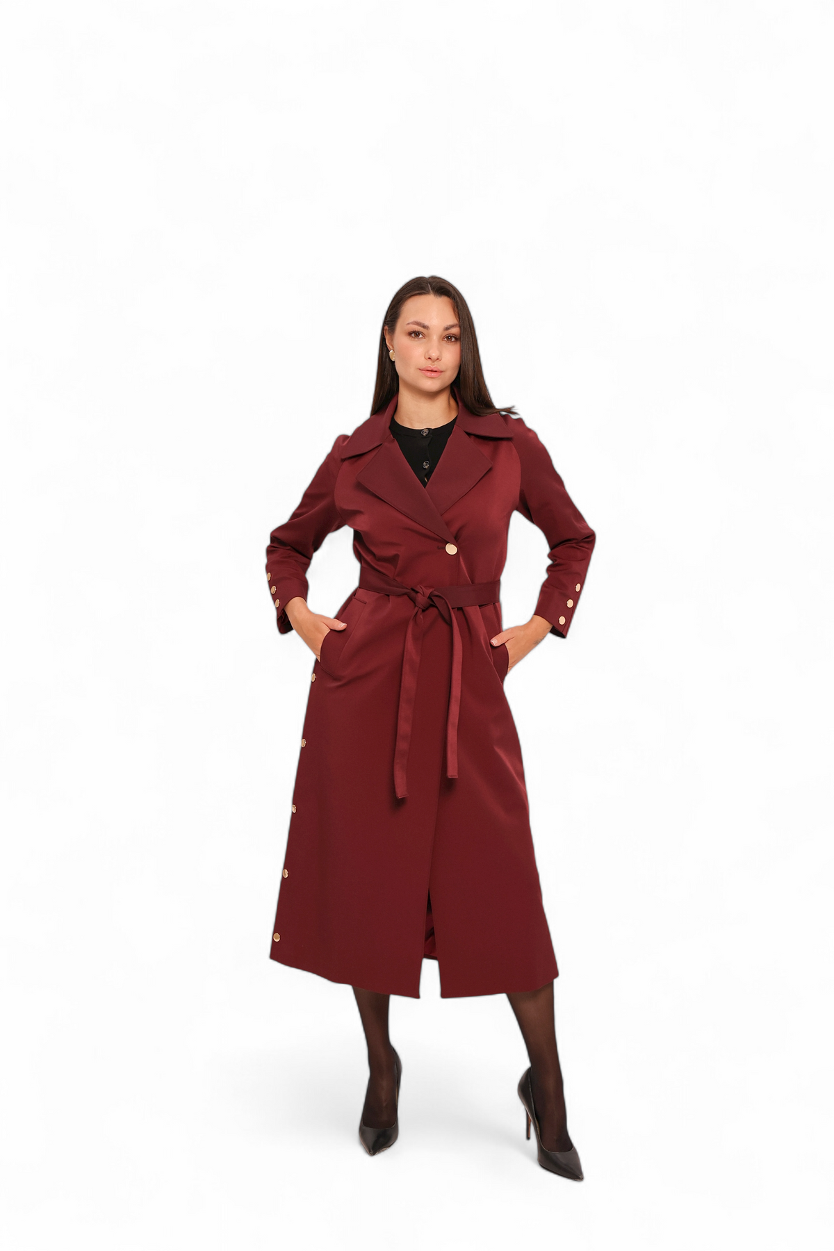 Jackie Trench Coat in Bordeaux