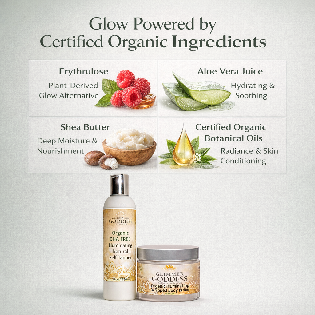 Organic DHA-Free Self Tanner + Bronzing Shimmer Bundle - Glamourous Grace
