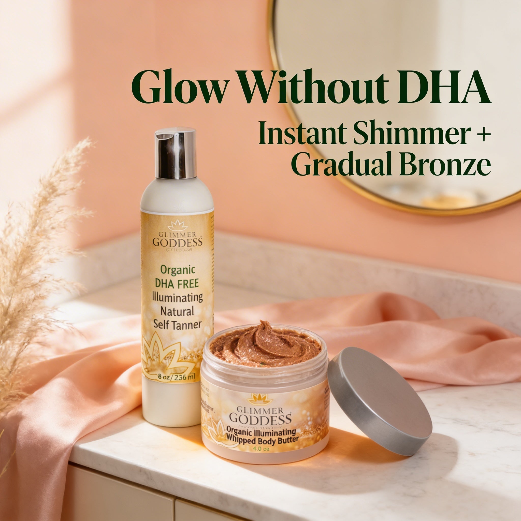 Organic DHA-Free Self Tanner + Bronzing Shimmer Bundle - Glamourous Grace