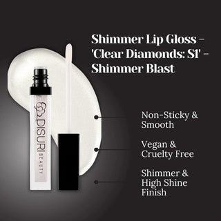 DISURI Beauty Shimmer Blast Lip Gloss - Clear Diamonds (S1)