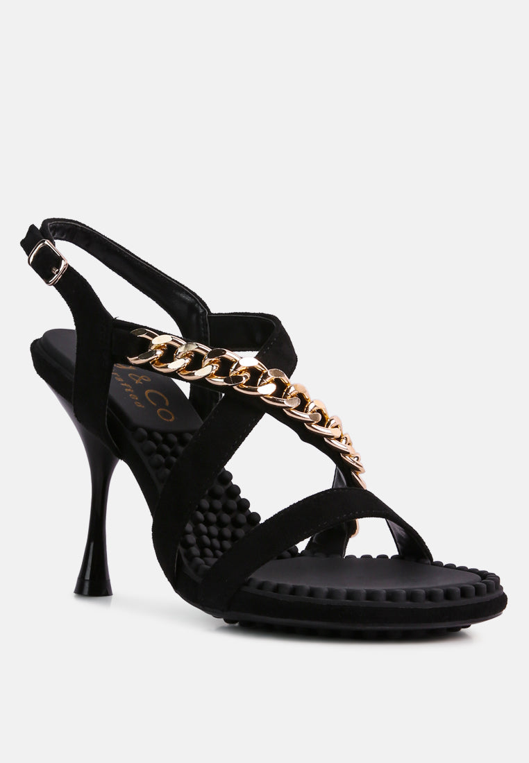 Domeda Metal Chain Mid Heel Sandal - Glamourous Grace