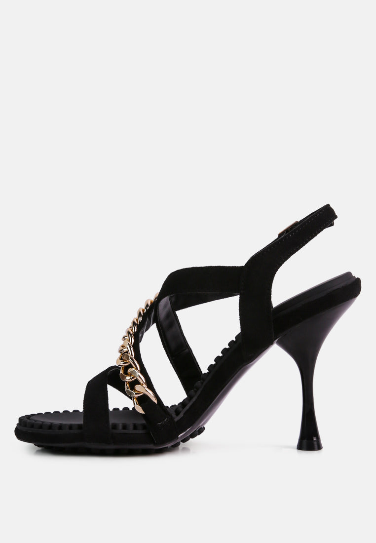 Domeda Metal Chain Mid Heel Sandal - Glamourous Grace