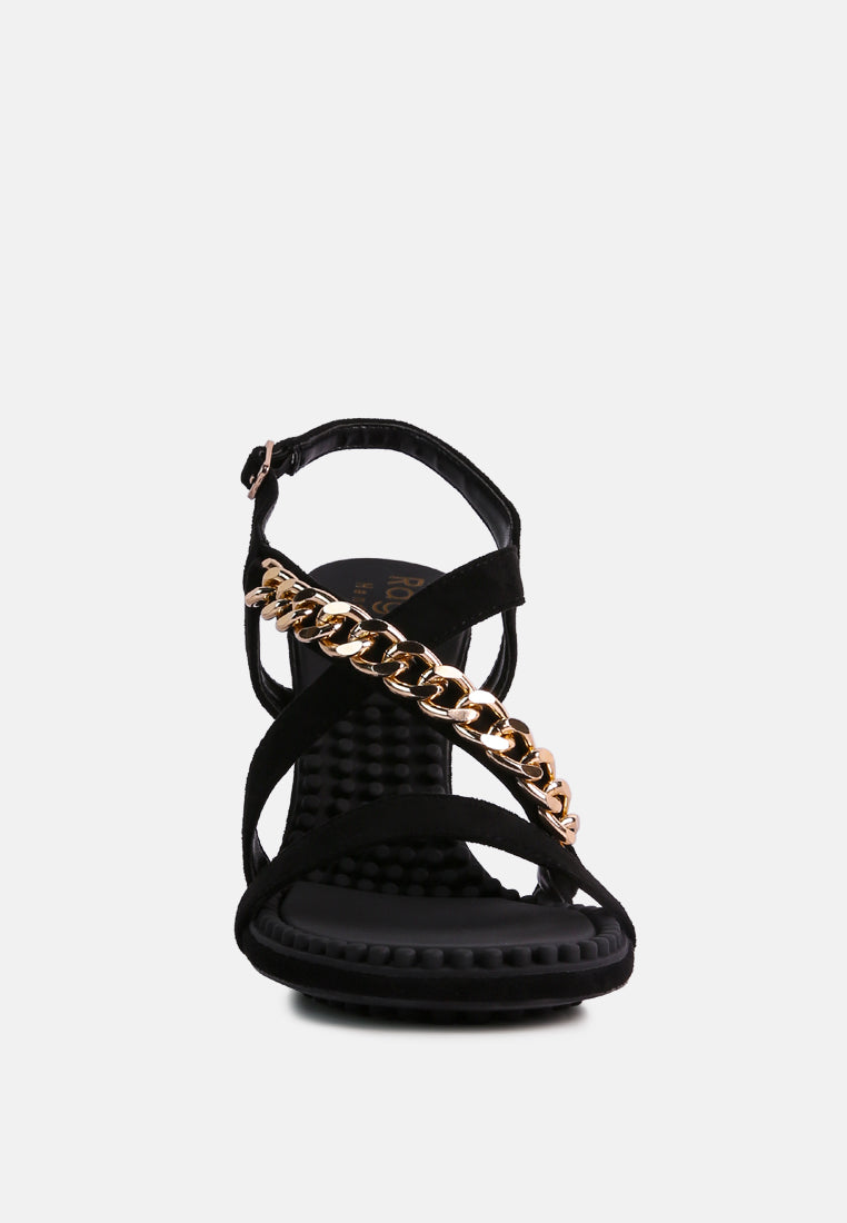 Domeda Metal Chain Mid Heel Sandal - Glamourous Grace