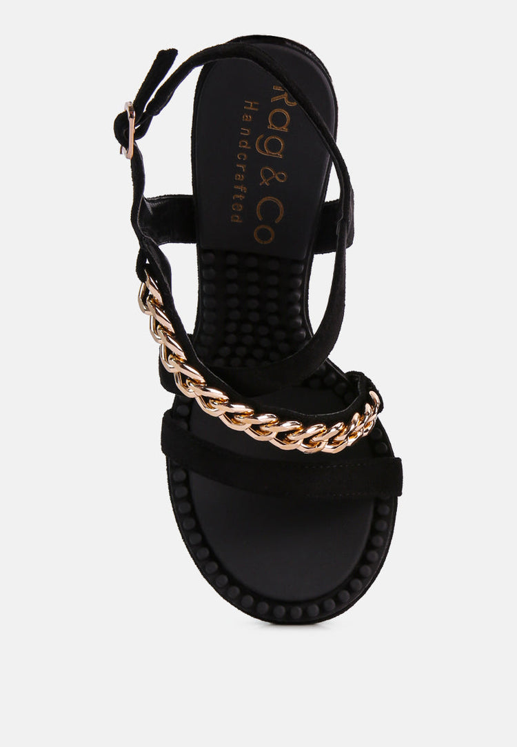 Domeda Metal Chain Mid Heel Sandal