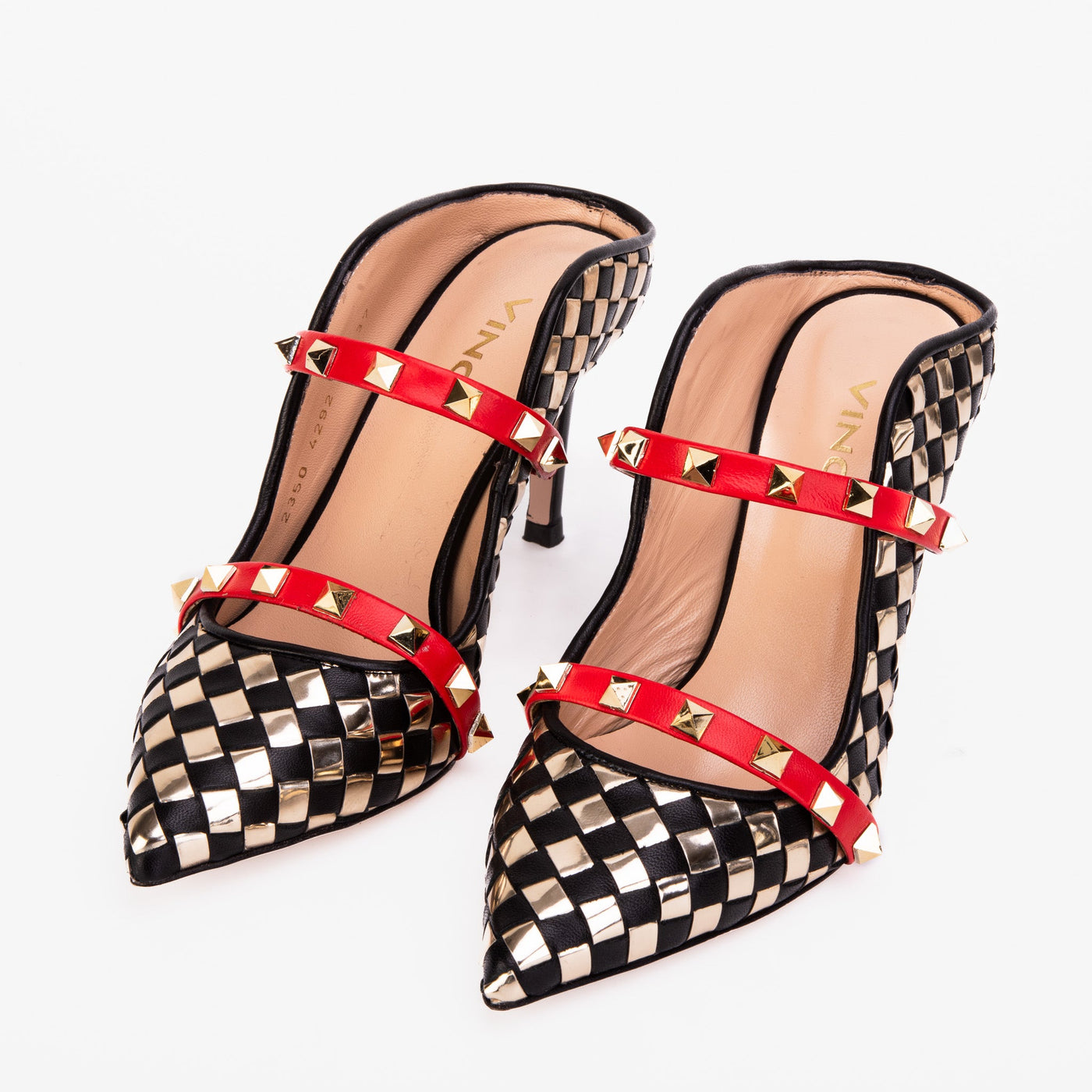 The Dosso Black Handwoven Leather Pointy Toe Women Sandal - Glamourous Grace