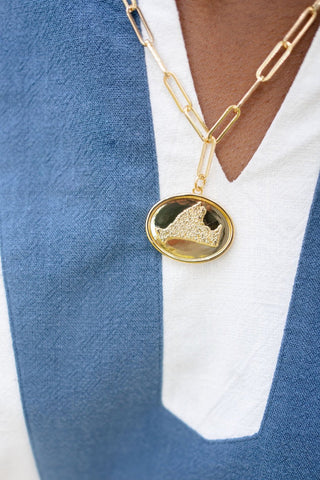 Map - Beach Tag Charm Necklace – 18k Gold Plated