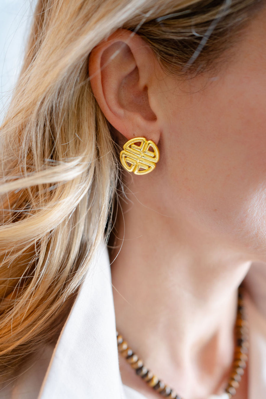 Greek Gold Key Stud - Earrings - Glamourous Grace