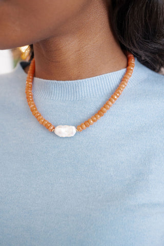 Susie- Quartz Beaded Necklace with freshwater Pearl - Glamourous Grace