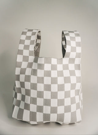 Classic Checkered Grey Handbag