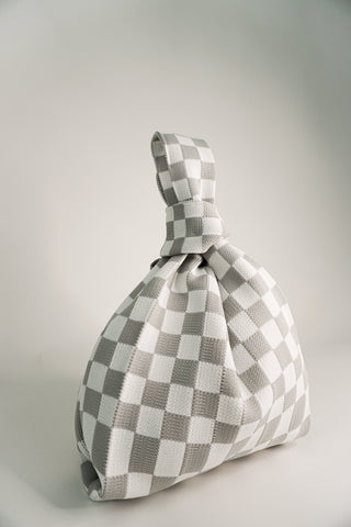Classic Checkered Grey Handbag