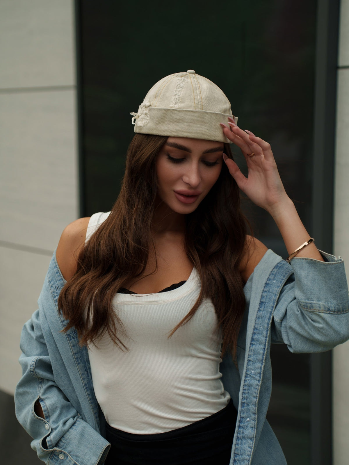 Docker Cap in Sand Denim