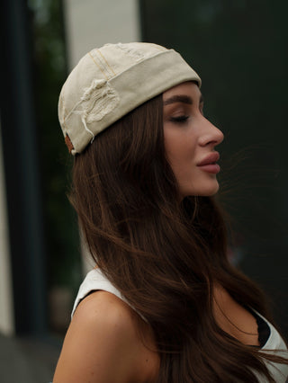 Docker Cap in Sand Denim
