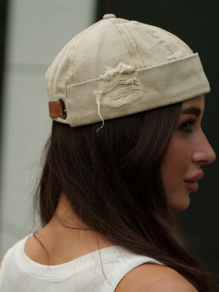 Docker Cap in Sand Denim